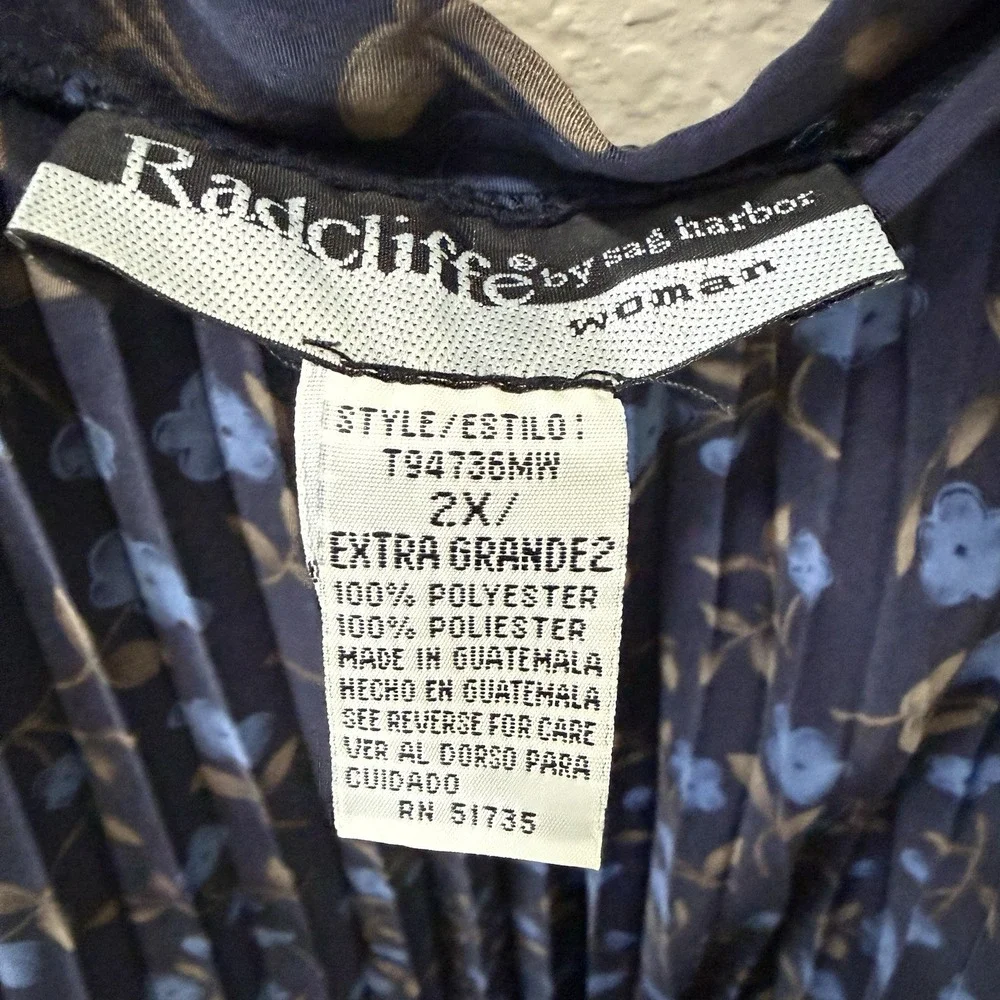 Radcliffe Sag Harbor Blue Floral Pleated Maxi Skirt Womens 2X Cottage Whimsigoth